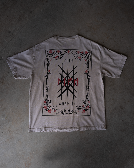 Wyrd & Roses Tee - Apricot Oversized (Snow Wash)