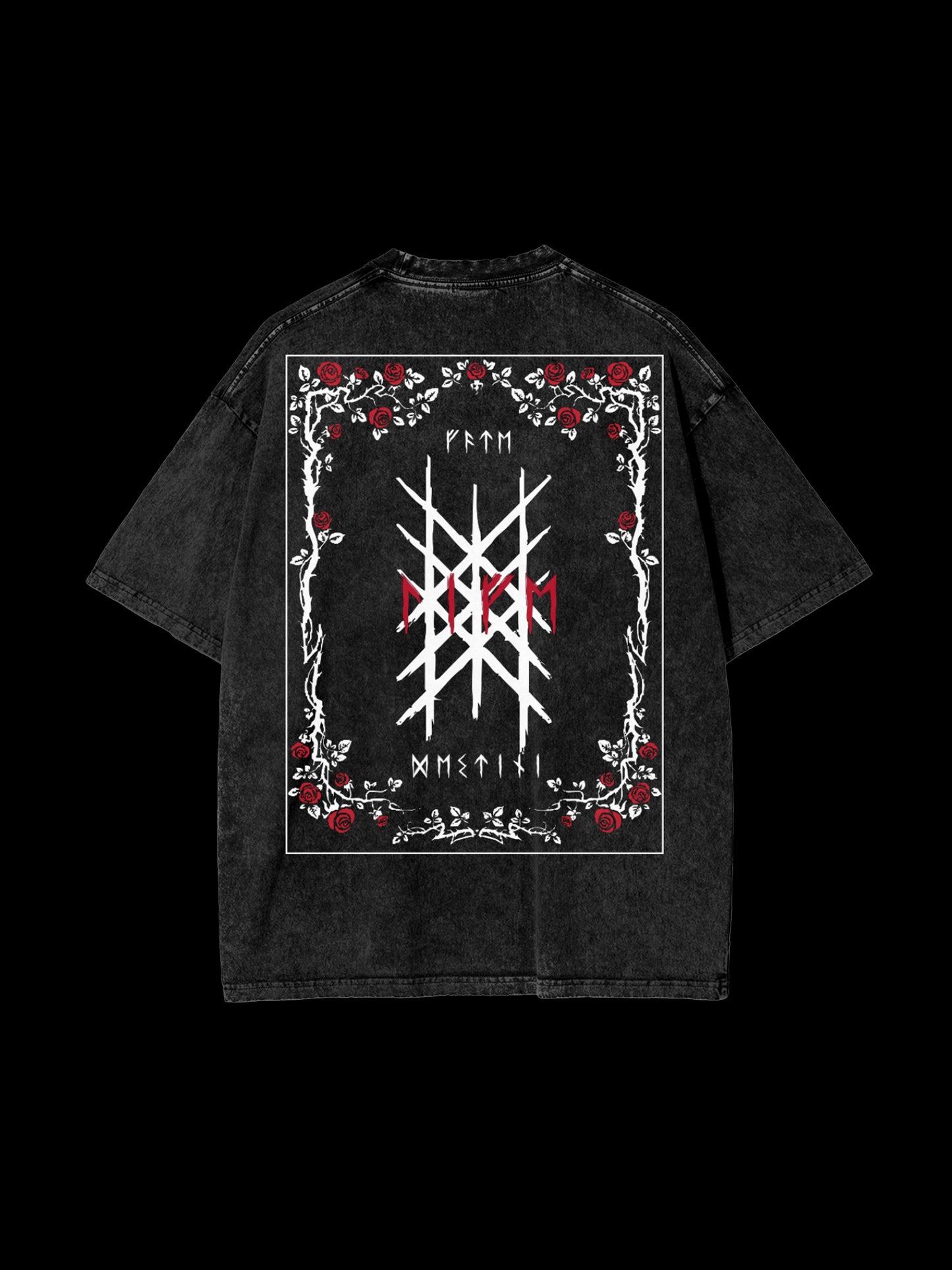 Wyrd & Roses Tee - Black (Snow Wash)